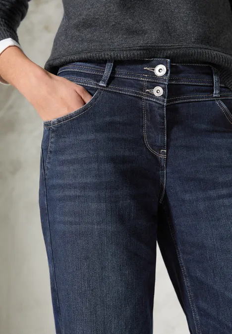 Thermo Wide Leg Jeans dark blue random wash