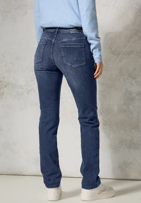 Straight Leg Jeans mid blue used wash