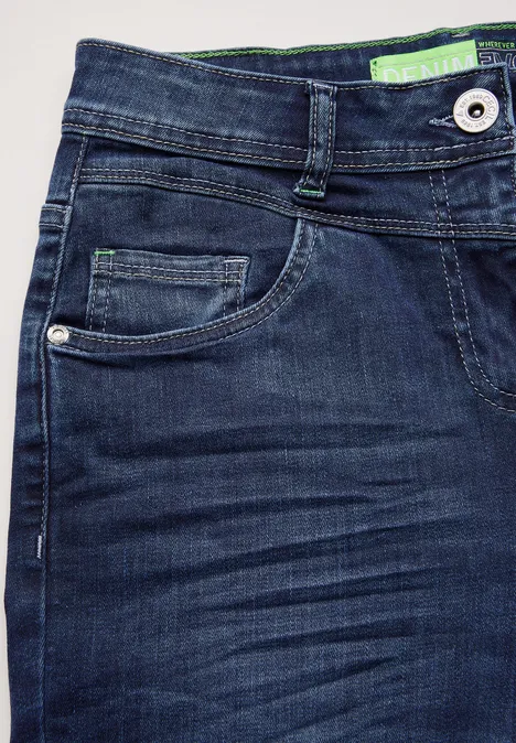 Straight Leg Jeans dark blue random wash