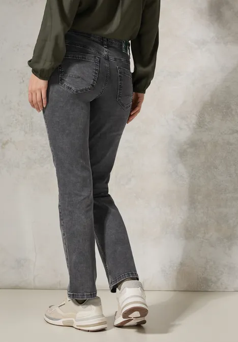 Jeans mit Bouclé-Detail mid grey used wash