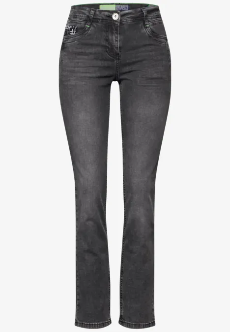 Jeans mit Bouclé-Detail mid grey used wash