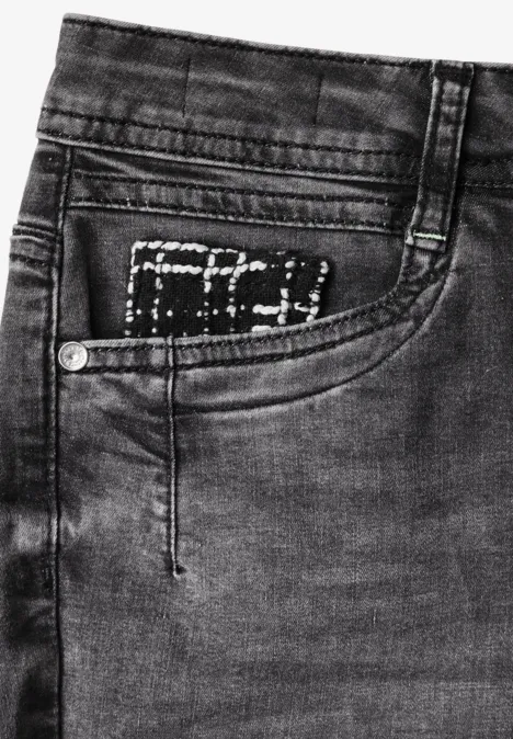 Jeans mit Bouclé-Detail mid grey used wash
