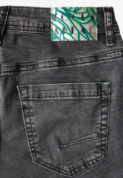 Jeans mit Bouclé-Detail mid grey used wash