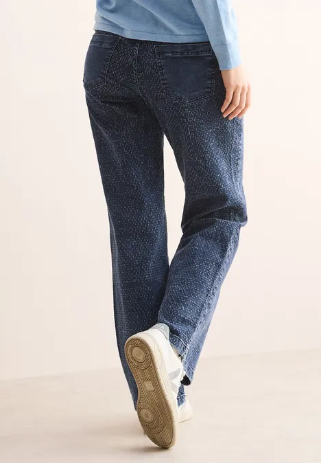 Wide Leg Bouclé-Look Jeans mid blue wash