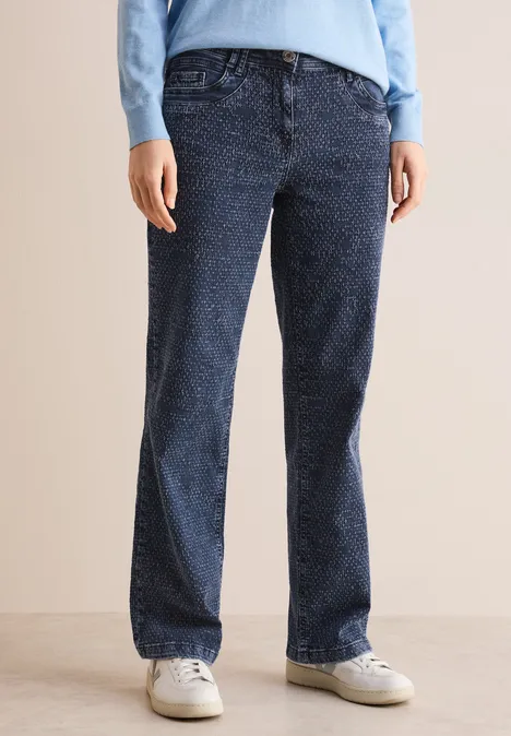 Wide Leg Bouclé-Look Jeans mid blue wash