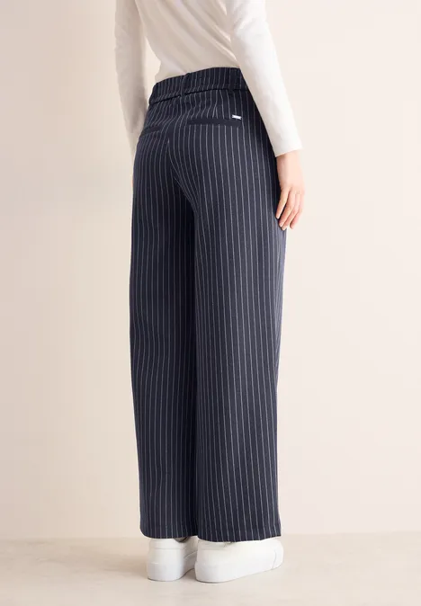 Gestreifte Wide Leg Hose universal blue