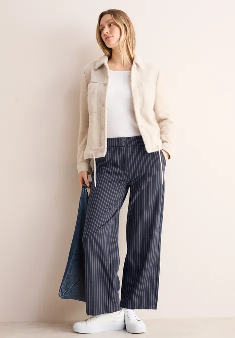 Gestreifte Wide Leg Hose universal blue