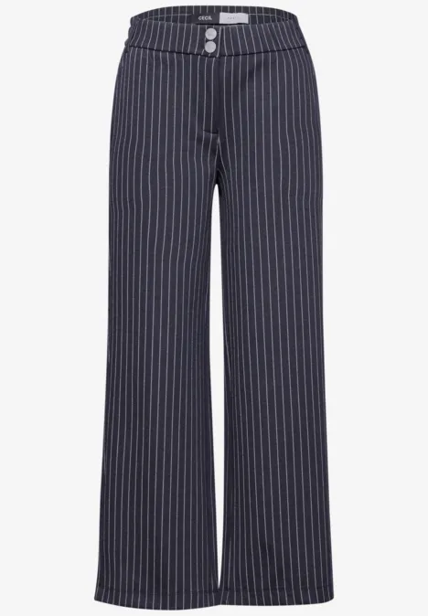 Gestreifte Wide Leg Hose universal blue