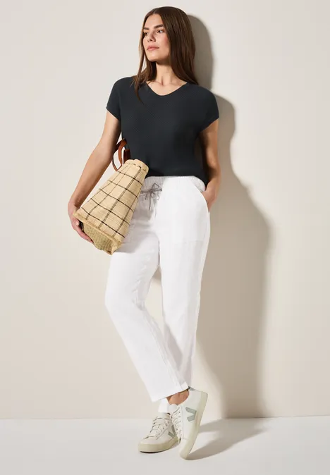 Leinenhose im Casual Fit White