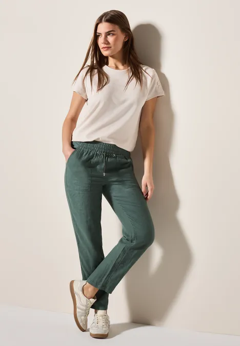 Leinenhose im Casual Fit balmy khaki