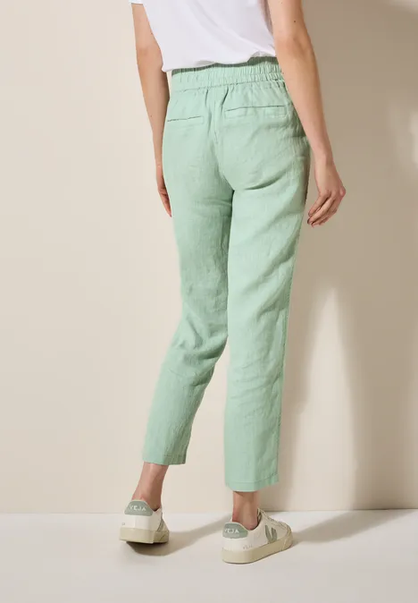 Leinenhose im Casual Fit ice sage green