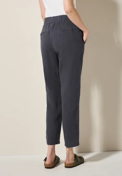 Leinenhose im Casual Fit volcanic grey