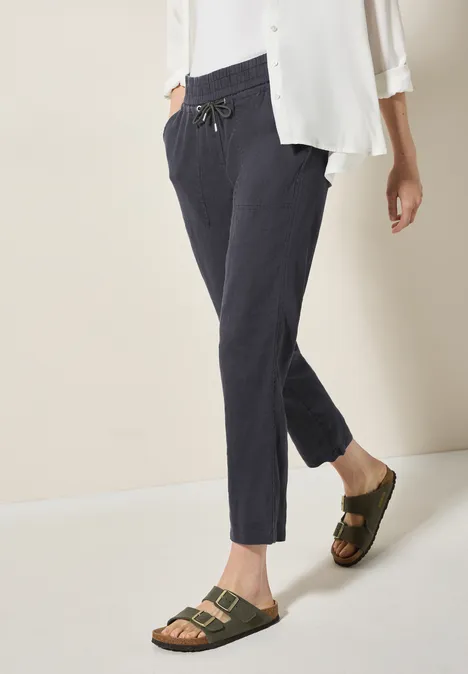 Leinenhose im Casual Fit volcanic grey