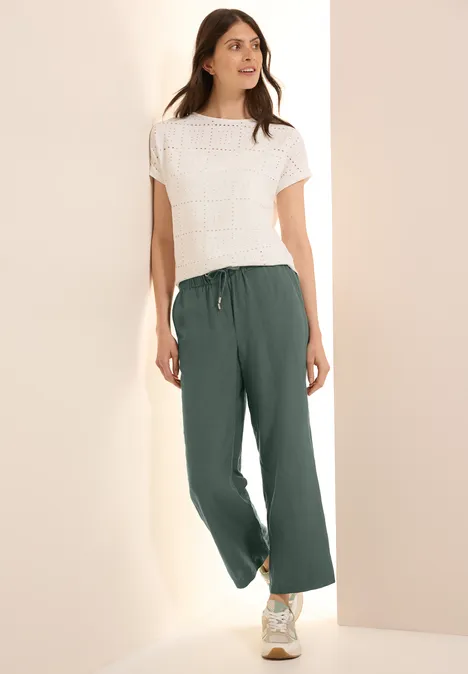 Wide Leg Hose aus Leinenmix balmy khaki