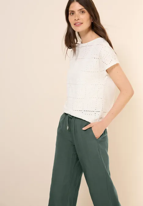 Wide Leg Hose aus Leinenmix balmy khaki