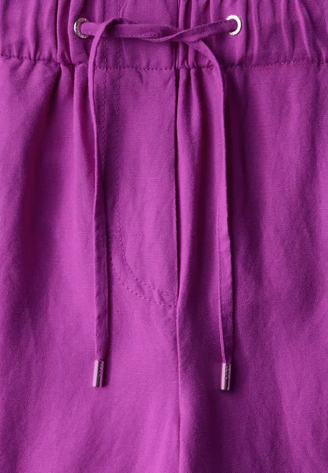Wide Leg Hose aus Leinenmix magenta lacquer