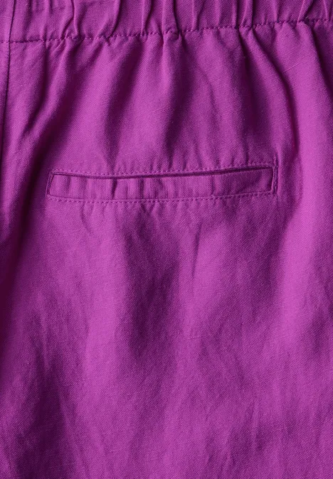 Wide Leg Hose aus Leinenmix magenta lacquer