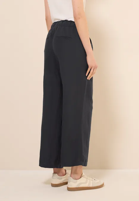 Wide Leg Hose aus Leinenmix volcanic grey