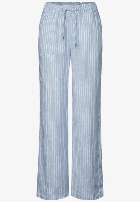 Wide Leg Leinenhose chambray forever blue
