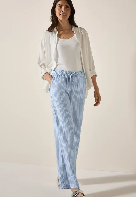 Wide Leg Leinenhose chambray forever blue