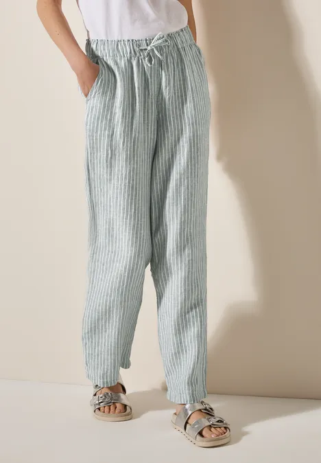 Wide Legs linnen broek chambray balmy khaki