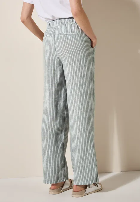 Wide Leg Leinenhose chambray balmy khaki