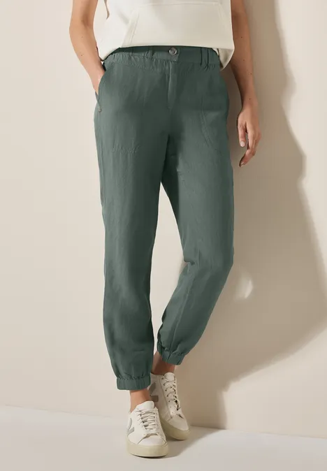 Leinenmix-Hose im Cargo-Look balmy khaki