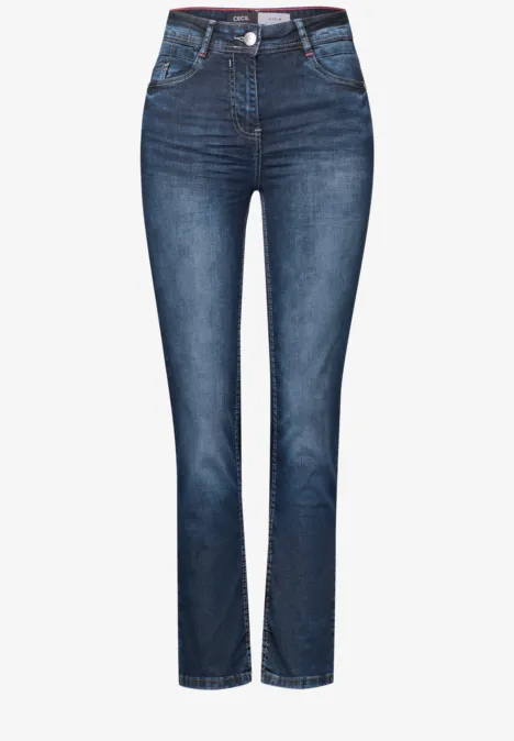Straight Leg Jeans mid blue used wash