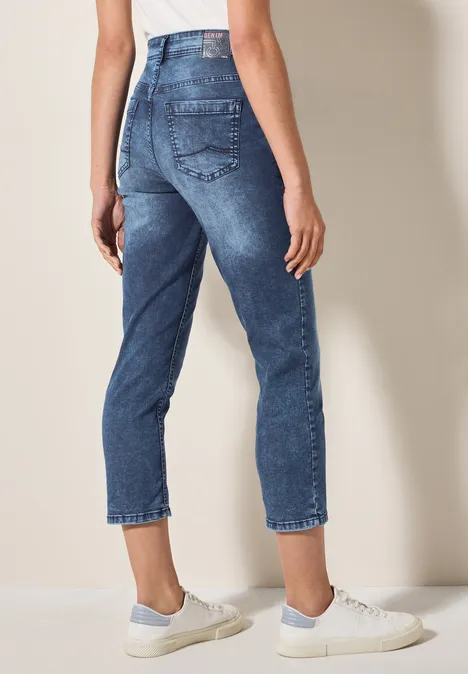 3/4 Jeans mid blue used wash