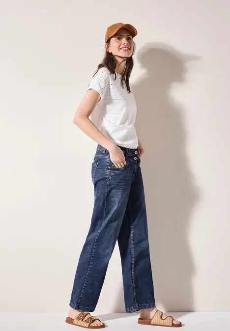 Wide Leg Jeans mid blue used wash