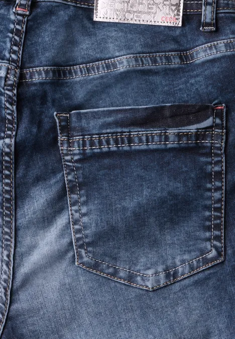 Jeansshorts mid blue used wash