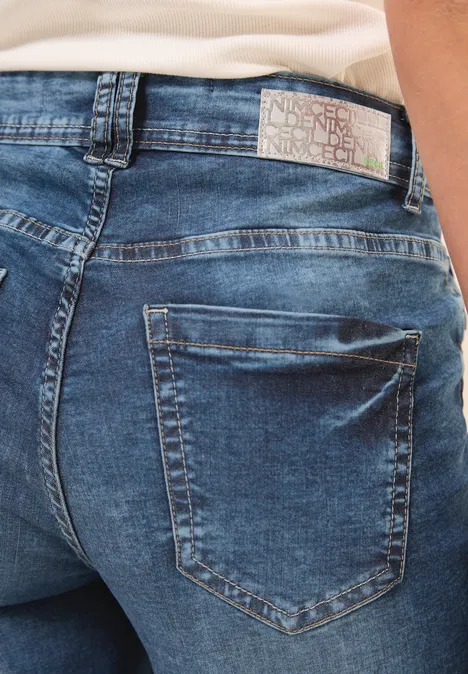 3/4 Jeans mid blue used wash