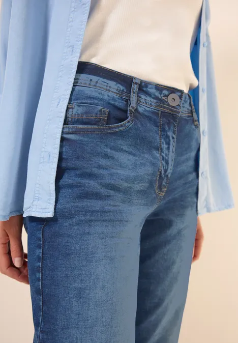 3/4 Jeans mid blue used wash