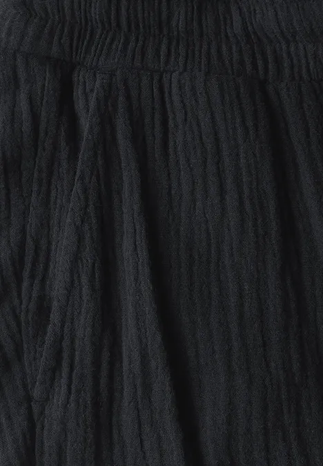 Wide Leg Musselin Hose Black
