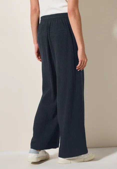 Wide Leg Musselin Hose universal blue