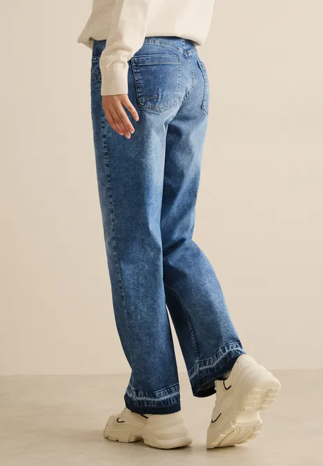 Wide Leg Jeans mid blue used wash