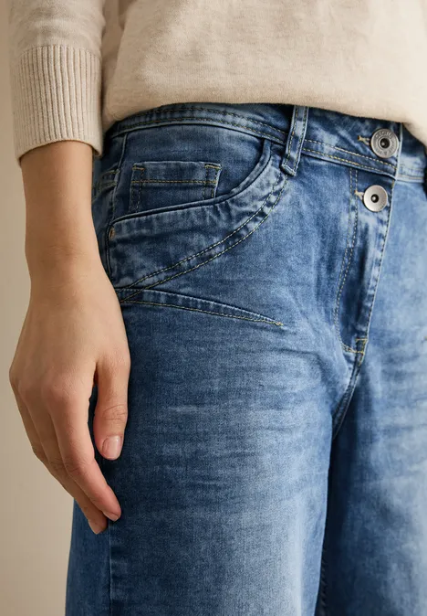 Wide Leg Jeans mid blue used wash