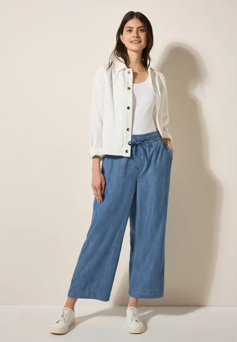 Wide Leg Lyocell-Hose mid blue wash