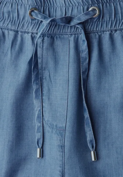 Wide Leg Lyocell-Hose mid blue wash