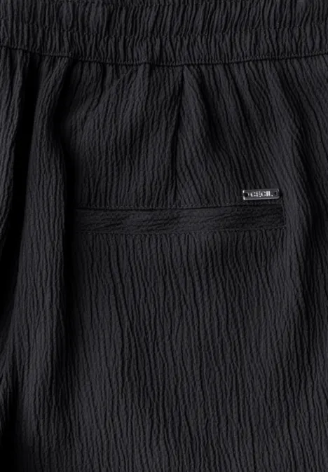 Wide Leg Strukturhose Black