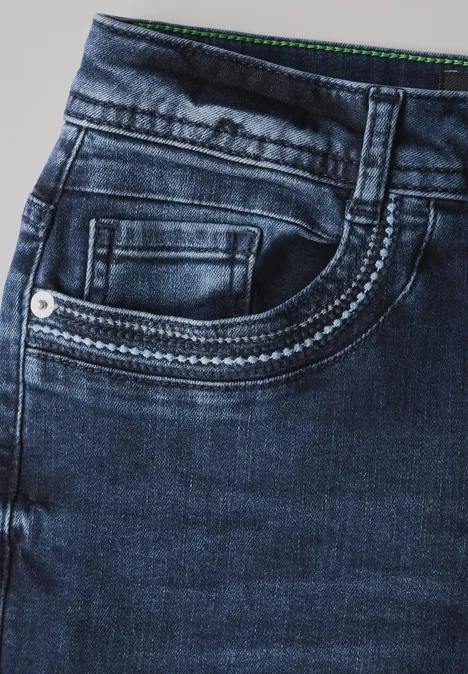 Wide Leg Jeans mit Stickerei dark blue washed