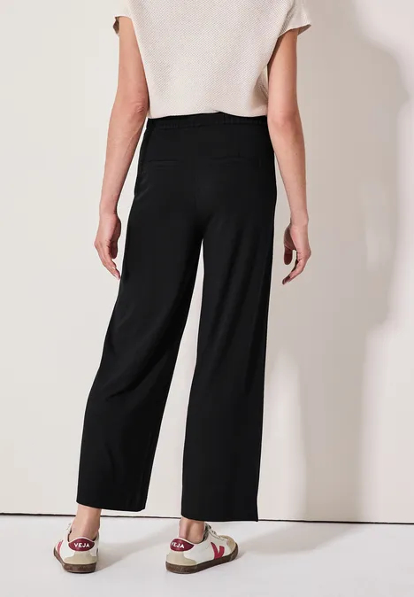 Wide Leg Jersey-Hose Black