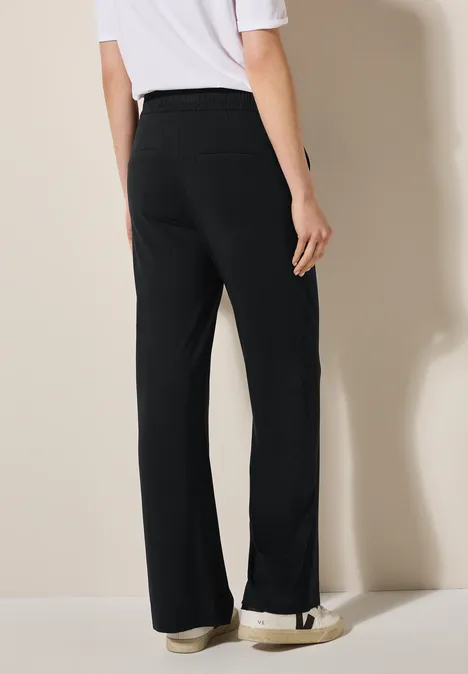 Wide Leg Jersey-Hose Black