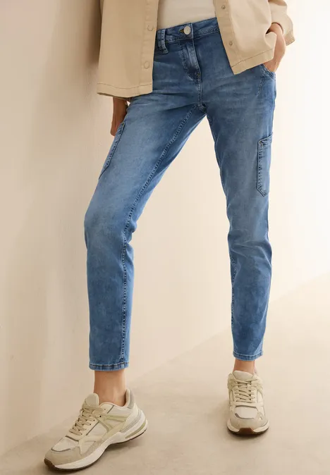 Jeans met cargo-look zakken authentic used wash