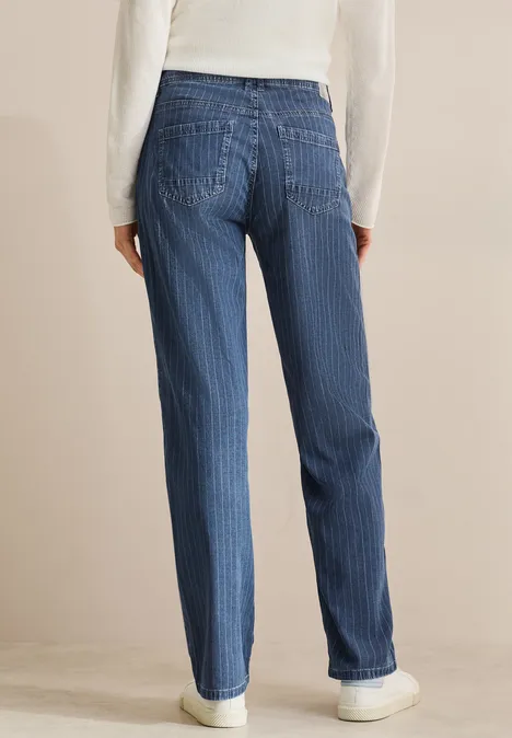 Wide Leg Jeans mit Streifen mid blue used wash