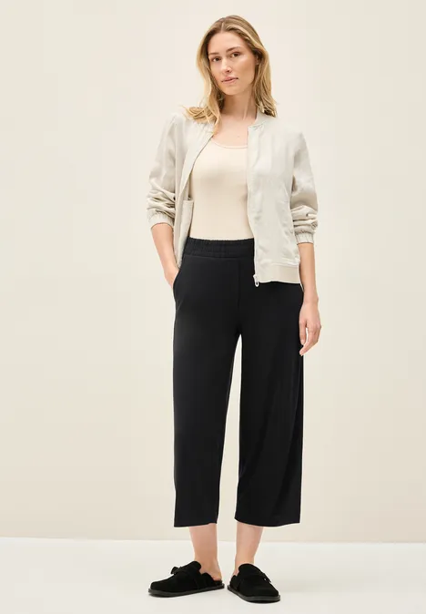 Wide Leg Jersey-Hose Black