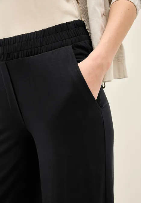 Wide Leg Jersey-Hose Black