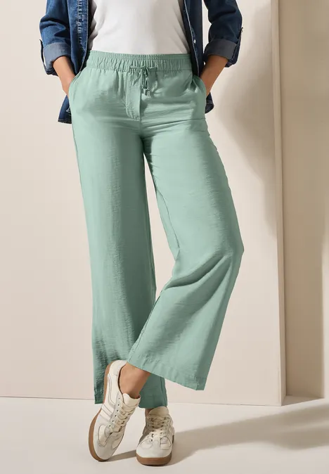 Wide Legs gestructureerde broek matcha green