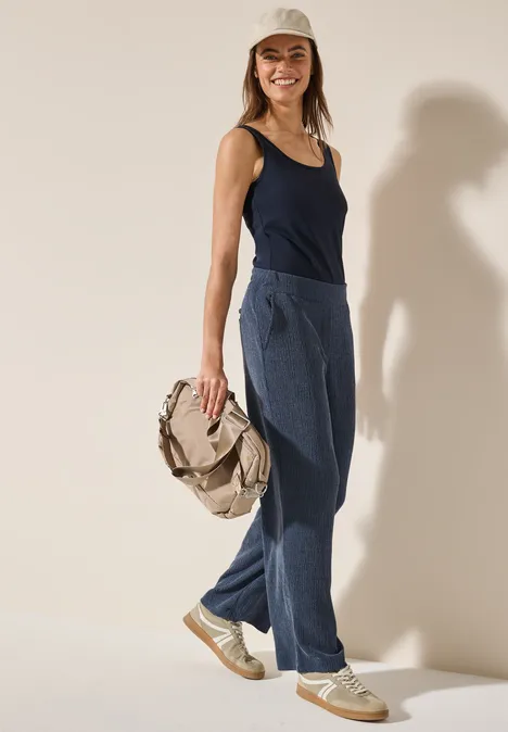 Wide Leg Strukturhose rain blue