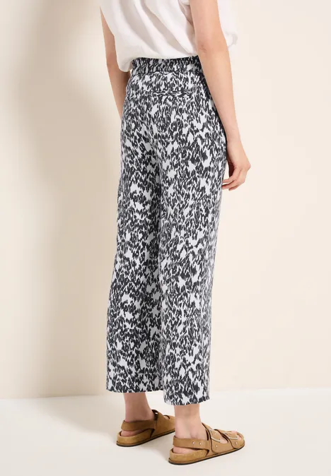 Gemusterte Wide Leg Hose vanilla white